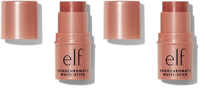 e.l.f. Monochromatic Multi Stick, Luxuriously Creamy & Blendable Color, For Eyes, Lips & Cheeks, Bronzed Cherry, 0.17 Oz (Pack of 2)