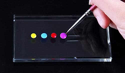 Pro Nail Art Painting Color Toning Glass Board Makeup Palette Eyelash Extension Adhesive Glue Pallet Glass Palette Stand(2 x 4 Inch )