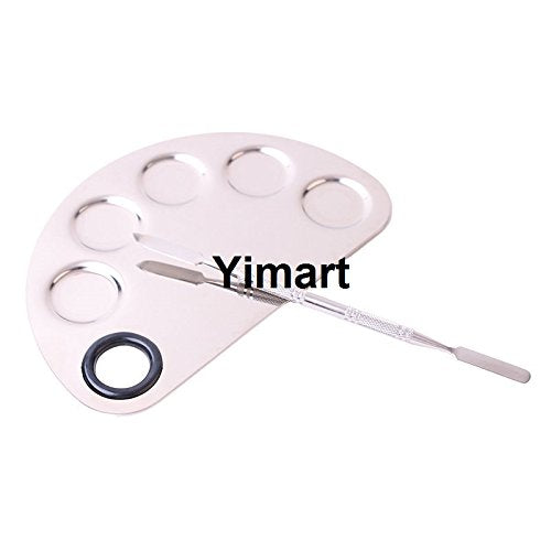Yimart Pro Stainless Steel Makeup Cosmetic Artist Five Holes Mixing Pallete Spatula
