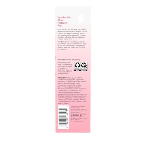 Neutrogena Healthy Skin Glow Perfector Pen, Lightweight Brightening Concealer Pen with Pro-Vitamin B5 & Vitamin E to Brighten Darkness & Dullness for a Natural, Radiant Highlight, Fair, .1 oz