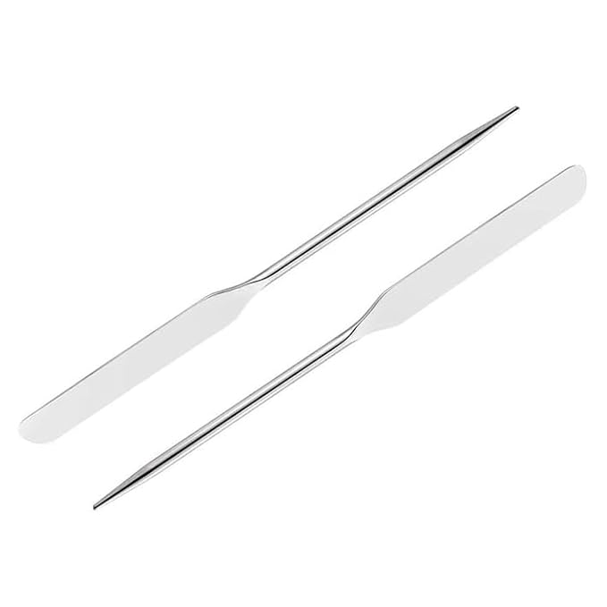 2 Pieces Stainless Steel Makeup Spatula Foundation Mixing Tool Eye Cream Spoon Foundation Spatula Cosmetic Skincare Spatula Nail Art Makeup Stirring Rod for Home Beauty Salon, Silver
