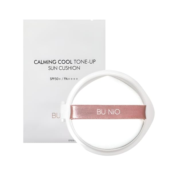 Calming Cool Tone up sun Cushion Foundation SPF50+ CC/BB Cream(0.88FlOz) Transparent&Natural tone-up&Even skin tone-Whitening&Wrinkle Improvement,Derma tested (Pink Beige, 0.88Fl Oz (Refill))