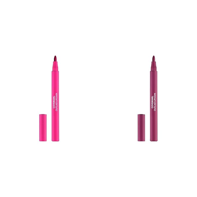COVERGIRL Outlast Lipstain Bundle - 15 Epic & 40 Jazzberry Shades, Smooth Vegan Formula, Transfer-Proof, Buildable Color, Pen-Like Applicator, 0.06oz Each