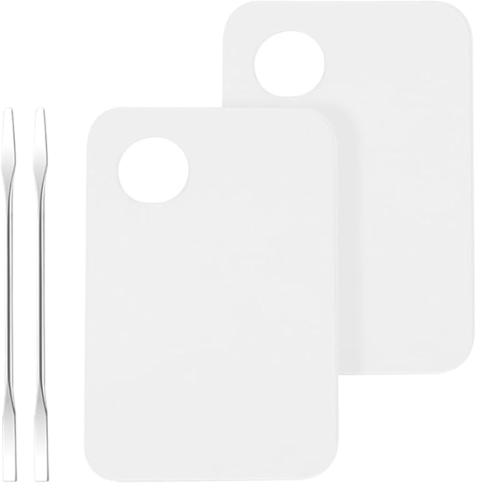 2 Pcs Acrylic Cosmetic Makeup Palette Makeup Mixing Tray for Foundation Beauty Salon Palette Makeup Blending Tray Palette with Makeup Spatula