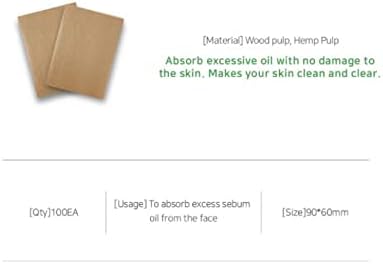 Natural Hemp Oil Blotting Paper | Korean Skincare | Absorbs Excess Sebum & Controls Shine | 100 Sheets, Large Size | Gentle on Skin, No Irritation