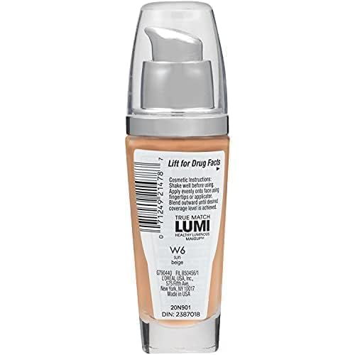 L'Oreal Paris True Match Lumi Healthy Luminous Makeup, W6 Sun Beige, 1 fl; oz.