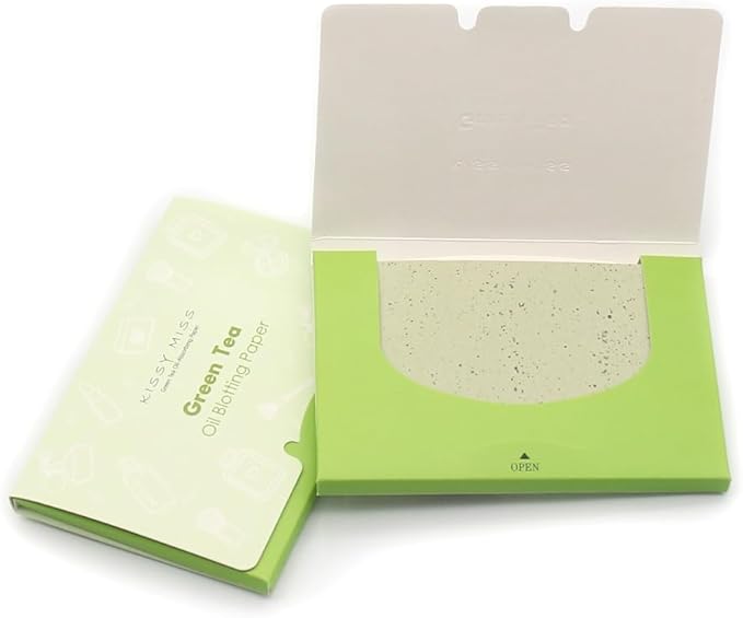 Kissy miss Green tea oil blotting sheets for face,100 sheets in 1 Pack,lift away excess oil,easy to slip into your purse, makeup bag, or even your pocket