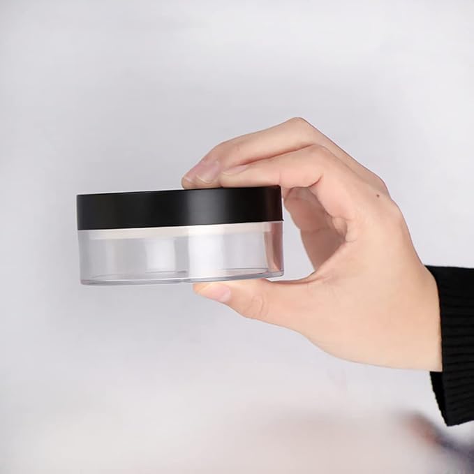 2 Pcs 50g Plastic Loose Powder Case Empty Cosmetic Powder Container Refillable Makeup Powder Jar Portable Powder Box for Travel