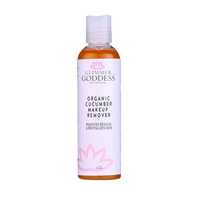 GLIMMER GODDESS Organic Cucumber Makeup Remover, 4 oz - Removes Makeup, Gentle Hydration, Antioxidant Protection, Face Cleanser