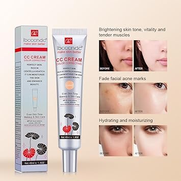 Color Correction CC Cream, Moisturizing and Waterproof CC Foundation Cream Rich in Centella Asiatic, Invisible Pore Foundation and Invisible Pore Concealer Contain Spf 25 (DARK)