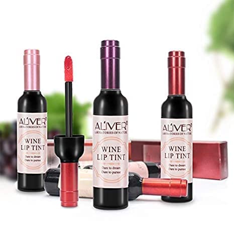 IDUCEN Wine Bottle Lip Gloss, 6 Colors Lip Tint Matte Long-Lasting Waterproof Lip Stain, Shaped Lipsticks Silky Lightness and Non-Sticky Make Up Lip Sticks