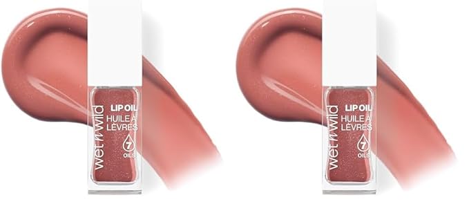 wet n wild Lip Oil - Lightweight, Non-Sticky, Hydrating & Nourishing Formula with Marula & Jojoba Oils, Vegan & Cruelty-Free - Cocoa Rose (Pack of 2)