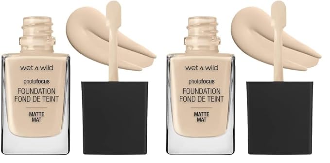 Wet n Wild Photo Focus Matte Liquid Foundation Neutral Soft Ivory, Vegan & Cruelty-Free (Pack of 2)