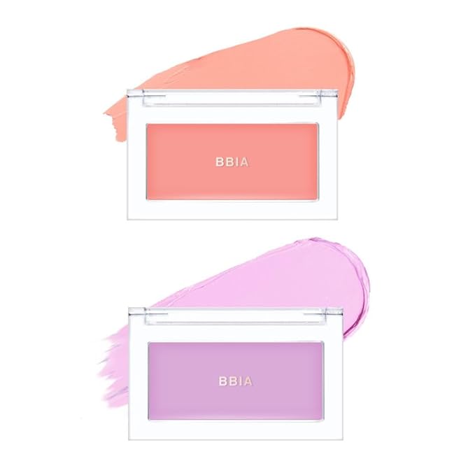 BBIA Ready To Wear Downy Cheek Cream Blush 2P Set (02 DOWNY PEACH + 04 DOWNY LAVENDER) / Blendable and Lightweight Cheek Makeup, Highly Pigmented with Long Wearing Formula