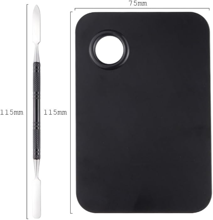 2pcs Set Artist Mixing Makeup Palette Foundation Spatula Makeup Foundation Color Mixing Pallet Nail Palette Nail Art Nail Polish Makeup Tray Nail Kit Stainless Steel Blender
