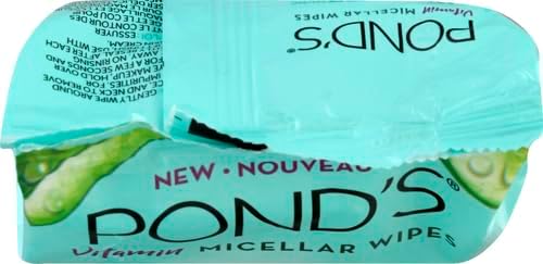 Pond's Vitamin Micellar Wipes For Dry Skin Hydrate Aloe Vera Removes Waterproof Makeup 25 Wipes (Pack of 2)