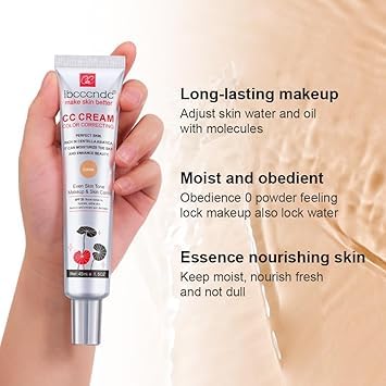 Color Correction CC Cream, Moisturizing and Waterproof CC Foundation Cream Rich in Centella Asiatic, Invisible Pore Foundation and Invisible Pore Concealer Contain Spf 25 (DARK)