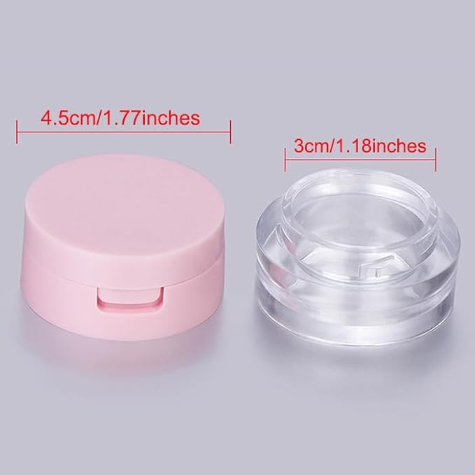 AKOAK Capacity 3g (0.1 oz) Leak-free Reusable Plastic Powder Box DIY Makeup Powder Box, Mini Portable Flip Lid Travel Powder Box with Mirror