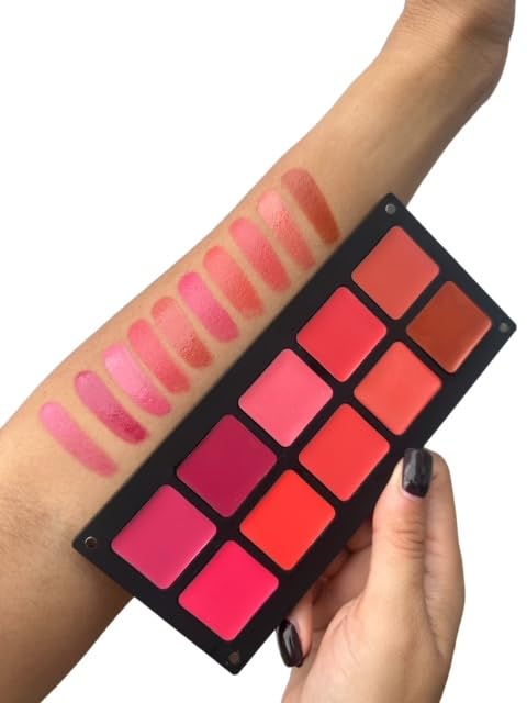 Cheeks & Lip Palette | Lipstick and Blush | Cream Formula | Reusable Magnetic Case | For All Skin Types (Reds and pinks)