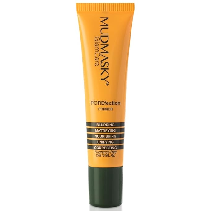 MUDMASKY POREfection Primer 15ml / 0.5FL. OZ. Hybrid Primer – Skincare x Makeup – Minimizes Pores, Mattifies & Nourishes Skin – Long-lasting Base for Flawless Beauty – Made in Italy