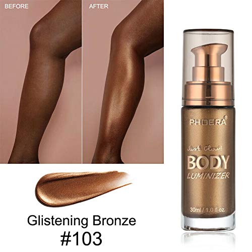 PHOERA Liquid Illuminator, Shimmer Body Oil & Face Highlighter - Glistening Bronze, 30ml
