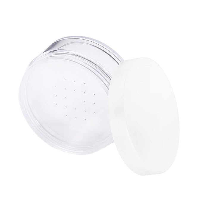 AKOAK Capacity 50 ml(1.69 oz) Empty Reusable Plastic Loose Powder Compact Container DIY Makeup Powder Case with Sifter and Lined Screw Lid,White Lid,Pack of 4