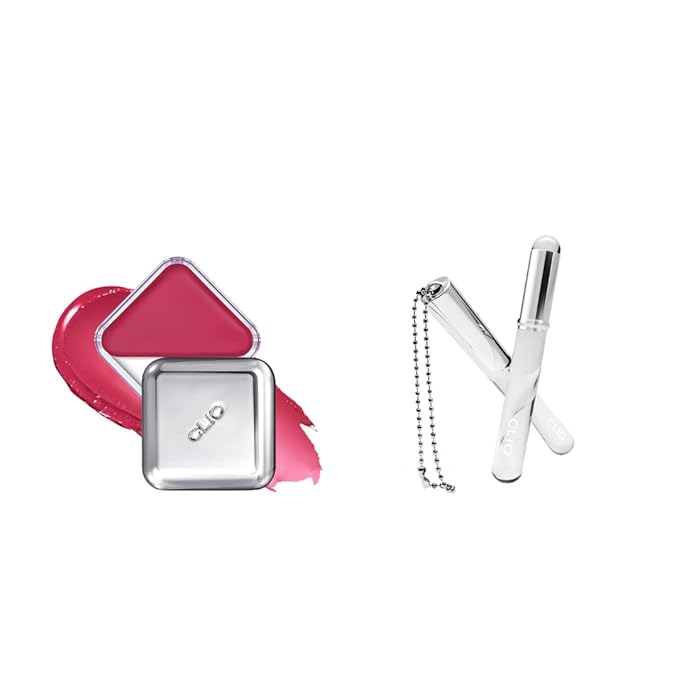 CLIO Essential Lip & Cheek Tap + Sillicone Lip Brush Bundle, 05 Cherry Shower
