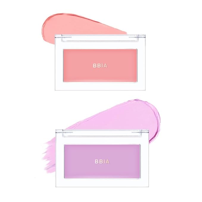 BBIA Ready To Wear Downy Cheek Cream Blush 2P Set (01 DOWNY PINK + 04 DOWNY LAVENDER) / Blendable and Lightweight Cheek Makeup, Highly Pigmented with Long Wearing Formula