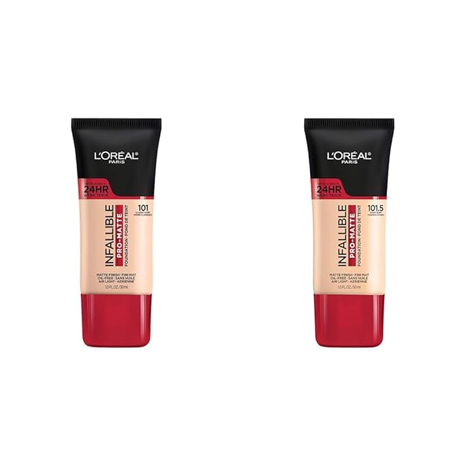 L'Oreal Paris Infallible Pro-Matte Liquid Foundation Bundle - Classic Ivory & Ivory Buff, 1 fl oz Each