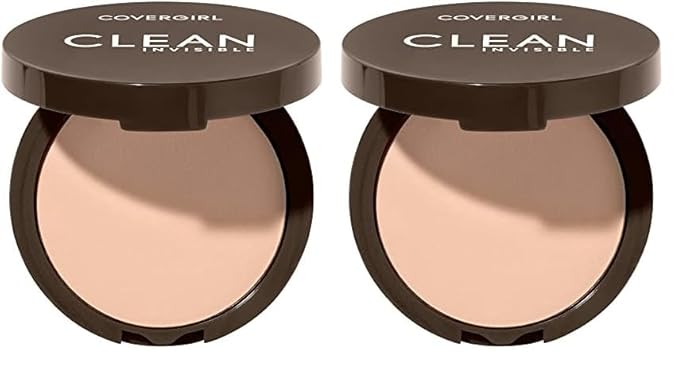 Covergirl Clean Invisible Pressed Powder, Lightweight, Breathable, Vegan Formula, Creamy Natural 120, 0.38oz (Pack of 2)