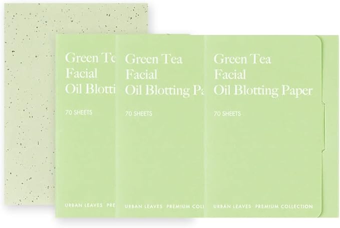 Premium Collection Oil Control Paper, Blotting Paper, Absorbing Sheets for Oily Skin Care (size 3.5" x 2.4") Made in Korea(Green Tea)