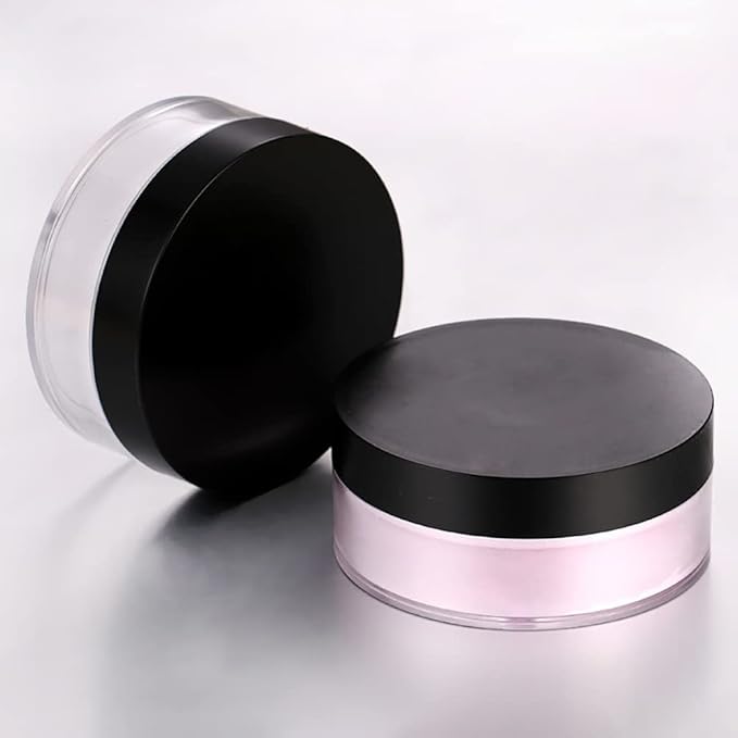 2 Pcs 50g Plastic Loose Powder Case Empty Cosmetic Powder Container Refillable Makeup Powder Jar Portable Powder Box for Travel