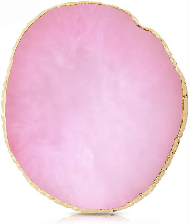 2Pcs Heart-Shaped Resin Nail Art Palette, Gold Edge Round Makeup Mixing Palette, Nail Polish Plate, Makeup,Nail Art Display Board Makeup Plate Cosmetic Mixing Tools Makeup Palettes,Makeup Palettes