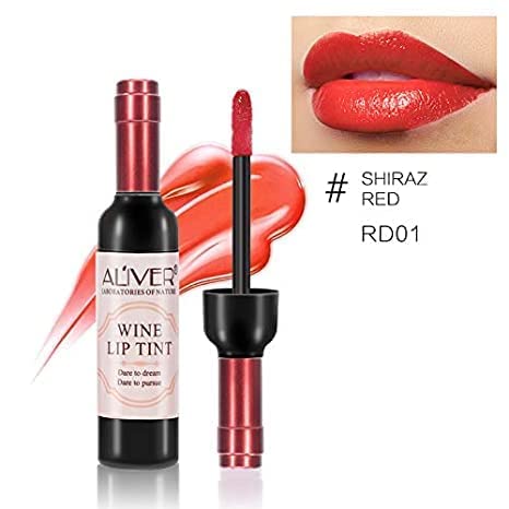 IDUCEN Wine Bottle Lip Gloss, 6 Colors Lip Tint Matte Long-Lasting Waterproof Lip Stain, Shaped Lipsticks Silky Lightness and Non-Sticky Make Up Lip Sticks