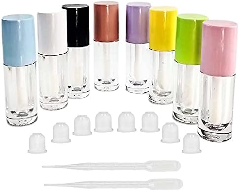 COSIDEA 30pcs Black Empty 6ml 0.2oz Lip Gloss Tubes with Big Doe Foot Wand,Round Lipgloss Containers,Concealer Tube Cosmetic Packing Container Bulk Wholesale
