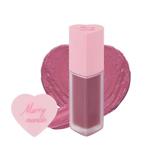 Cherry Heart Mega Tint – High-Pigment, Smudge-Proof Korean Lip Tint for All-Day Wear (02 Mauve Cherry, 1 Count)