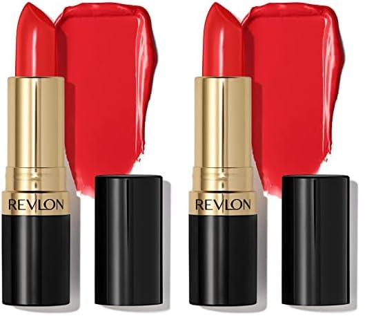 REVLON Super Lustrous Lipstick, High Impact Lipcolor with Moisturizing Creamy Formula, Infused with Vitamin E and Avocado Oil in Reds & Corals, Fire & Ice (720) 0.15 oz (Pack of 2)