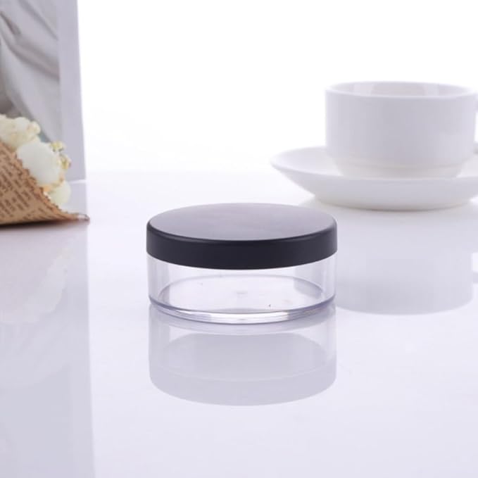 4 Packs 10ml/0.34oz Portable Loose Powder Container Makeup Case Travel Kit with Rotatable Sifter and Black Screw Lid