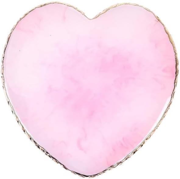 2Pcs Heart-Shaped Resin Nail Art Palette, Gold Edge Round Makeup Mixing Palette, Nail Polish Plate, Makeup,Nail Art Display Board Makeup Plate Cosmetic Mixing Tools Makeup Palettes,Makeup Palettes