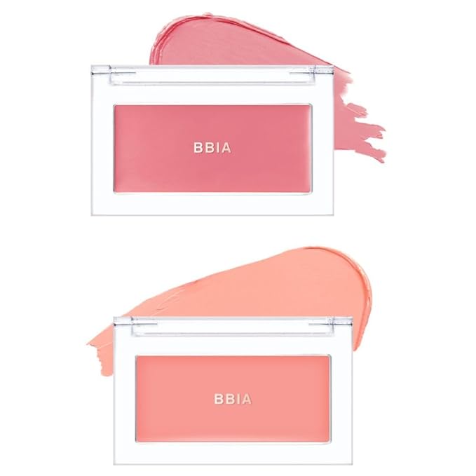 BBIA Ready To Wear Downy Cheek Cream Blush 2P Set (08 DOWNY ROSY + 02 DOWNY PEACH) / Blendable and Lightweight Cheek Makeup, Highly Pigmented with Long Wearing Formula