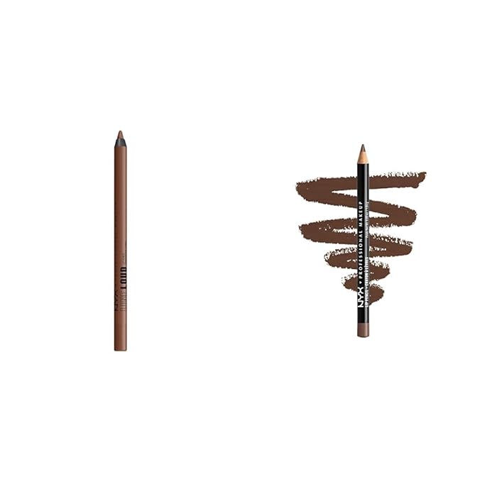 NYX Line Loud Lip Liner Longwear Pigmented Lip Pencil with Jojoba Oil & Vitamin E - Total Baller & Slim Lip Pencil Long-Lasting Creamy Lip Liner - Espresso