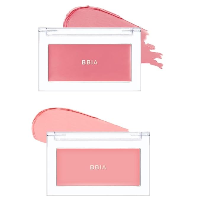 BBIA Ready To Wear Downy Cheek Cream Blush 2P Set (08 DOWNY ROSY + 01 DOWNY PINK) / Blendable and Lightweight Cheek Makeup, Highly Pigmented with Long Wearing Formula