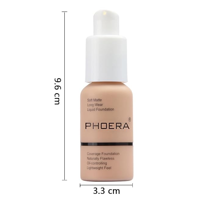2 Pack PHOERA Foundation,Flawless Soft Matte Liquid Foundation 24 HR Oil Control Concealer Foundation Makeup,Full Coverage Foundation for Women and Girls (103 Warm peach+104 Buff Beige)