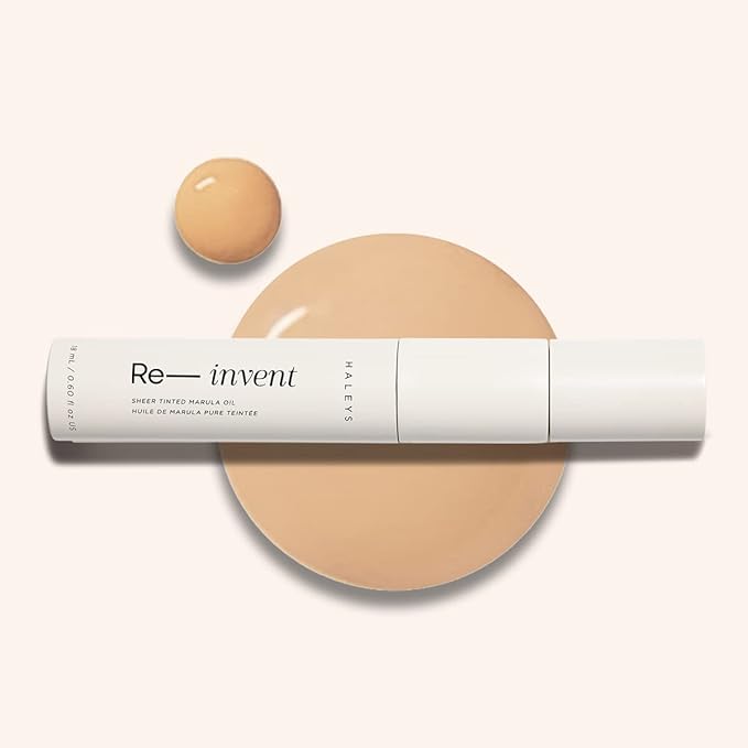 HALEYS Re-invent Sheer Tinted Marula Oil (Light/Medium Warm), Skin Tint, Tinted BB Moisturizer, Tinted Foundation, Face Oil, Hydrate Skin, Flexible Shades, Low to Med Coverage, For All Skin Types