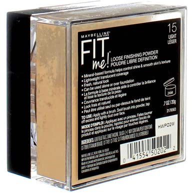 Maybelline Fit Me Loose Finishing Powder, 15 Light, 0.7 oz (Pack of 2)