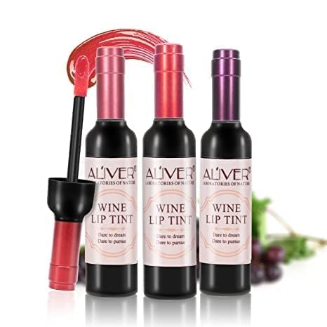 IDUCEN Wine Bottle Lip Gloss, 6 Colors Lip Tint Matte Long-Lasting Waterproof Lip Stain, Shaped Lipsticks Silky Lightness and Non-Sticky Make Up Lip Sticks