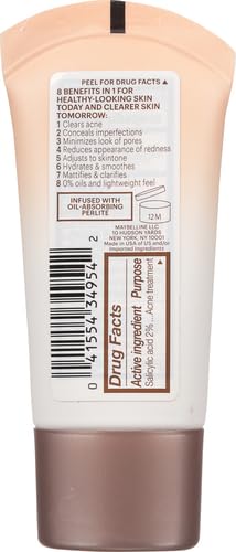 Maybelline Dream Pure Skin Clearing BB Cream, 8-in-1 Skin Perfecting Beauty Balm With 2% Salicylic Acid, Sheer Tint Coverage, Oil-Free, Light/Medium, 1 Count (Pack of 2)