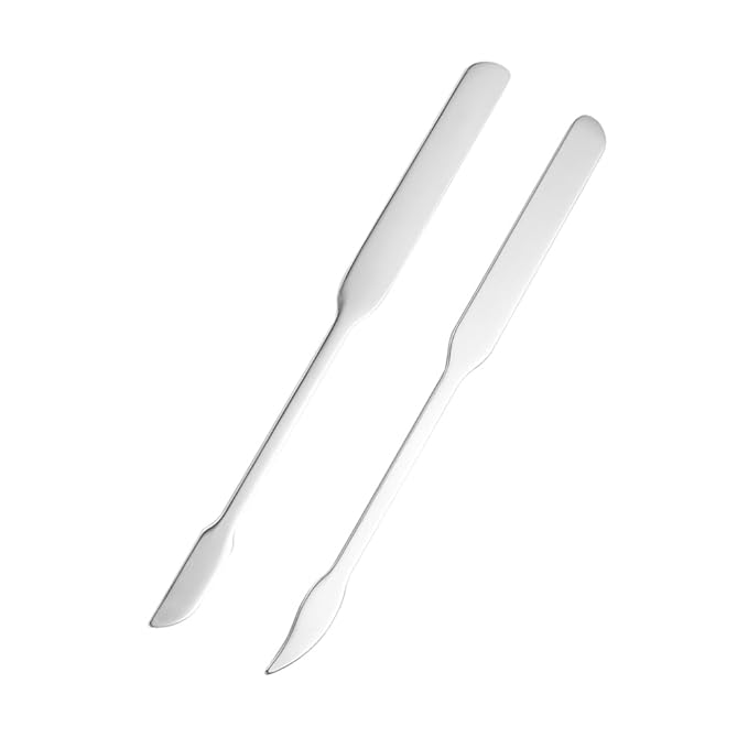 Leadigol 3pcs Cosmetic Mixing Makeup Spatula Nail Art Palette,Spoon Stainless Steel Spatula Face Brush Stirring Embossing Stick Makeup Brushes Cosmetic Tools Nail Polish Mix Stick