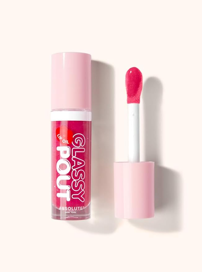 Absolute New York Glassy Pout Lip Oil, Long Lasting Hydration, Ultra Glassy Shine, Non Sticky Lip Oil (MLGL03 Perky)