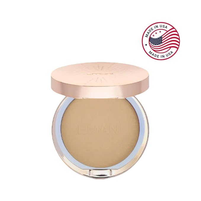 Emani Flawless Matte Powder Foundation Makeup for Sensitive Skin, Natural Mineral Foundation Compact with Buildable Coverage, Oil Control, Talc Free, Cruelty-Free & Vegan, Deep Golden